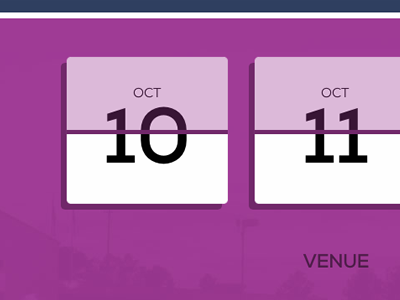 Venue blue calendar conference css date dates html pink ui venue web web design