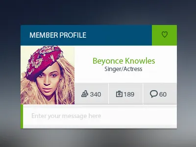 Simple UI blue green grey profile simple ui