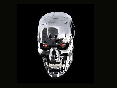 Terminator robot skull illustration