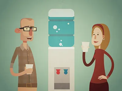 drink more water! drinking illustration office vector water