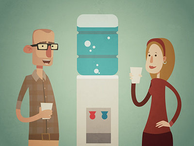 drink more water! drinking illustration office vector water