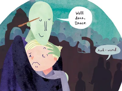 Awkward Hug digital draco malfoy fanart harry potter hug illustration ten paces voldemort watercolor watercolour