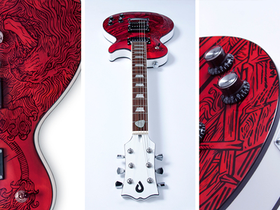 Lion Guitar (Les Paul) art darkfejzr electric gibson guitar illustration laser les paul pick