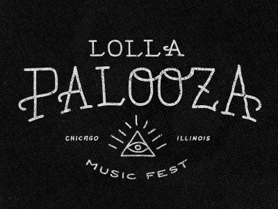 Lolla black chicago custom drawn eye festival hand lolla merch music pyramid serif shirt simple type typography white
