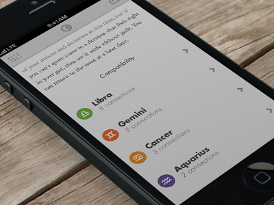 Horoscope App - iPhone UI flat ios iphone light mobile photoshop retina ui user interface