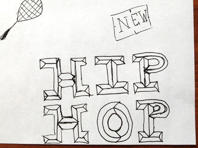 Hip Hop hand rendered idea pen sketch thumbnails type