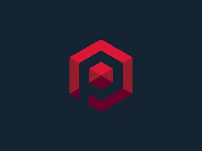 P Gem blue gem geometric hexagon icon logo p red