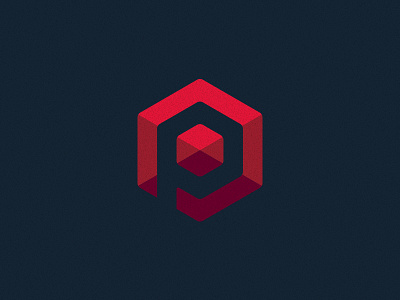 P Gem blue gem geometric hexagon icon logo p red