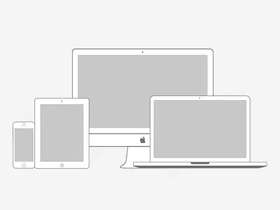 Apple Products Minimal Wireframe Kit download psd imac 27 ipad ipad mini iphone5 macbook air macbook pro minimal ui psd freebie wireframe kit