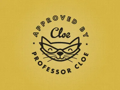 Professor Cloe animal badge cat professor stamp