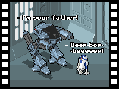 A long time ago in... Detroit of the future 8 bit iso pixel pixelart robocop starwars