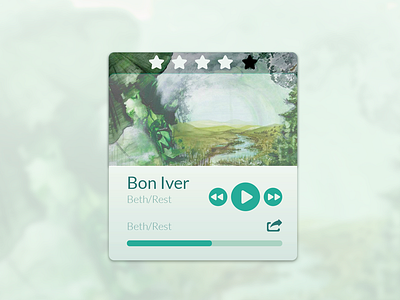 Music Player bon iver flat music player ui ux widget