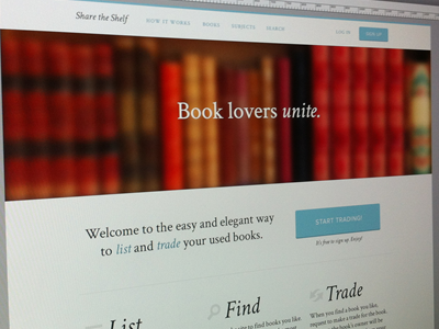 Share the Shelf - Redesign app background books button cta header home layout photography typography