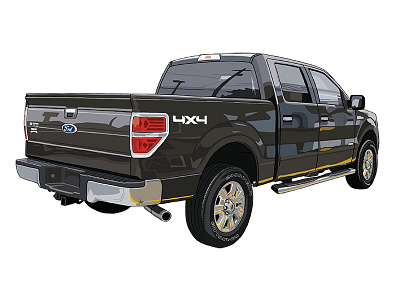 Ford F150 XLT 4x4 f150 ford illustration pickup rear view sonic boom xlt