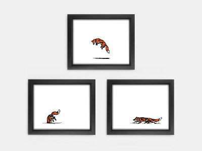 Fox On The Hunt Set fox illustration screenprint vector