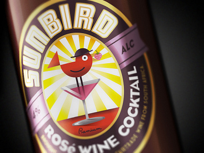 Sunbird Wine Cocktail antique art deco bird cape town cocktail design design south africa illustration retro simon frouws south africa sun typography vintage vintage typography wine wine label