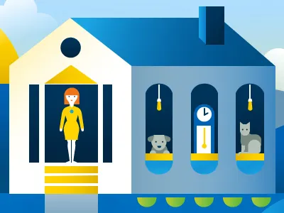 Happy Home cat dog styleframe wip