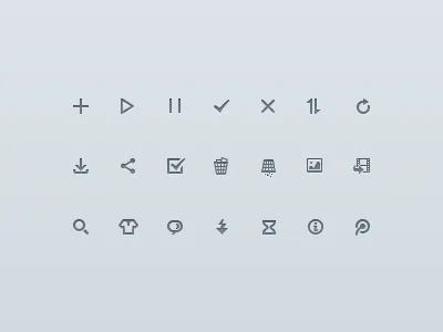 Icon Set add check download dump failure feedback hourglass icon icons image info microblog movie pause photo photoshop picture pixel play refresh search sequence set share simple sinkin skin small success trash
