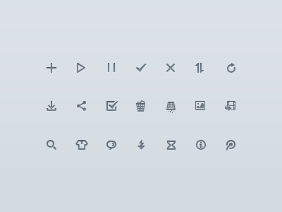 Icon Set add check download dump failure feedback hourglass icon icons image info microblog movie pause photo photoshop picture pixel play refresh search sequence set share simple sinkin skin small success trash