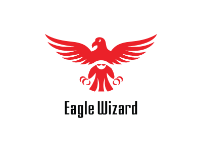 Eagle Wizard improved version beak claws cmyk eagle evil fly hawk hight logo magic man myth red rgb sorcerer symbol vector wings wizard