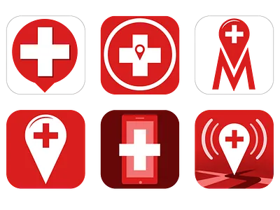 Icon Exploration X6 35 app cross emergency flat hi contrast icon red white