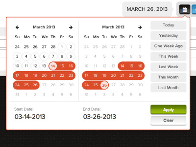 Date Range Picker calendar date daterange day month picker range selector ui week year