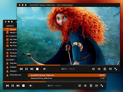 A darker, flatter VLC black brave dark flat gray grey orange redesign skin ui vlc