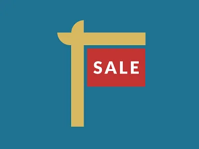 Forsale blue icon red sign tan