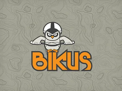 Bikus Logo bicycle bike character logo map mountain mtb owl