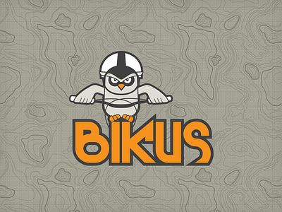 Bikus Logo bicycle bike character logo map mountain mtb owl