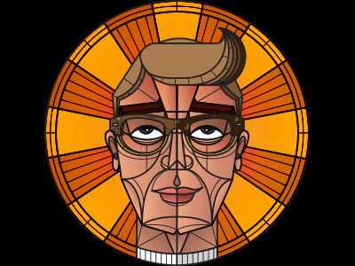 Hipster Saint illustration stained glass vector