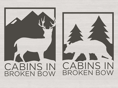 Cabins In Broken Bow Branding Variations awaken awaken design awaken design company bear brand branding buck clean deer design image logo logo design logotype minimal mountains outdoors silhouette simple texture trees wood