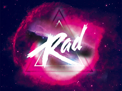 Intergalactic TriRad 1980s 80s brush galaxy pink pyramid rad radical script space stars triangle typography