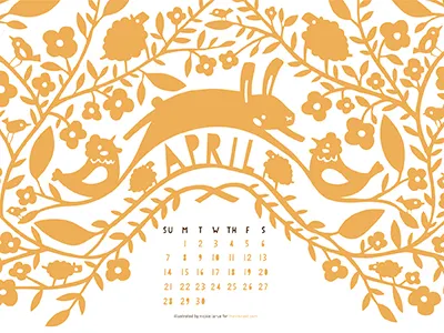 The Ink Nest Calendar birds bunnies calendar chickens easter flowers illustration leaves sheep