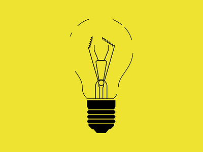 Bulb black blown illustration lightbulb lines simple yellow