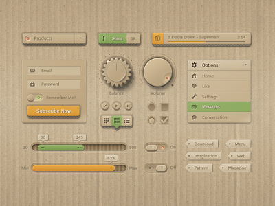 UI Kit of corrugated paper style corrugated paper kit loveui