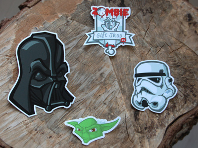 Star Wars sticker set illustratie illustration star wars star wars illustrations starwars sticker stormtrooper vector yoda zombie zombiegiftshop