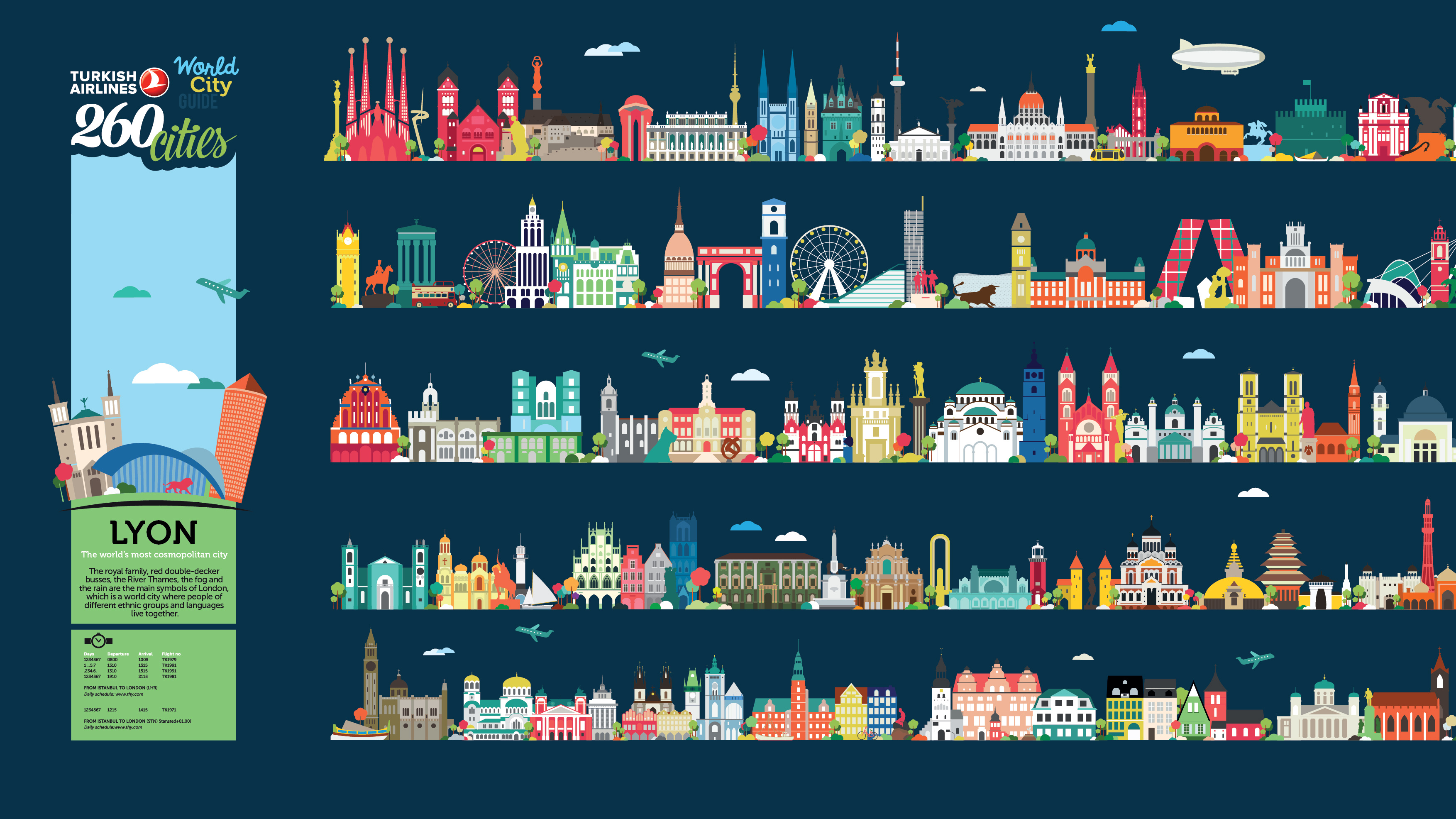 World City Guide city guide illustration landmark map turkish airlines world city guide