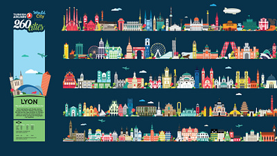 World City Guide city guide illustration landmark map turkish airlines world city guide