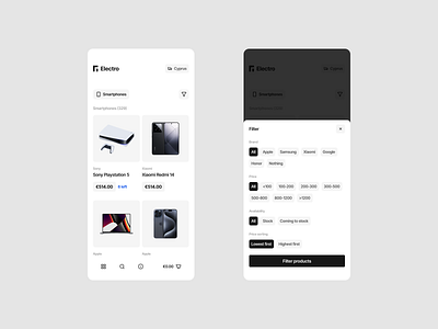 Electro Listing clean ecommerce minimal mobile simple ui ux