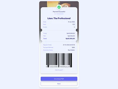 Movie Ticket Receipt app dailyui figma movie receipt ticket ui ux