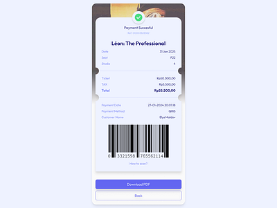 Movie Ticket Receipt app dailyui figma movie receipt ticket ui ux