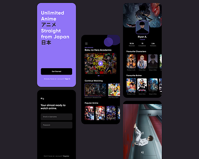 Anime Streaming App app graphic design mobile app mobile app design mobile ui streaming app ui ui ux design ux