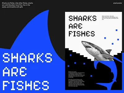 Shark Poster fish graphic design illus illustration pixel pixelstyle poster shark ui