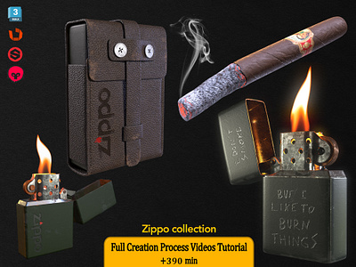 Zippo collection (Full Process Tutorial) 3d 3dmodel 3dmodeling 3dsmax artstation marmoosettoolbag marvelous designer render tutorial