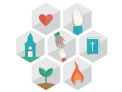 Church Icons bible church compassion fire growth heart icons plant