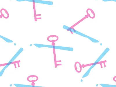 scapel & key cmyk illustration pattern repeat textile vector wallpaper