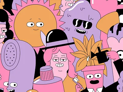 Secret 7" WIP cartoon characters illustration