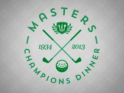 Masters Champions Dinner badge badge champion dinner fork golf knife meal seal spoon