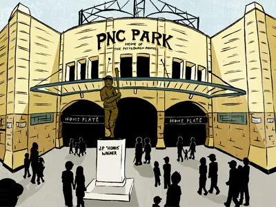 Patiently Waiting for Monday baseball drawing handdrawn ink pirates pittsburgh pirates